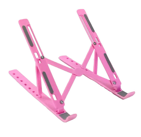 Plastic Folding Laptop Stand, 6 Levels Height Adjustable Angle, Plastic Laptop Stand-Pink