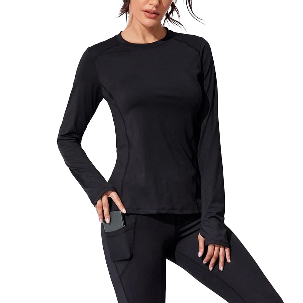 Sport Top - Long Sleeve Crew Neck Sport T-shirt - Sport T-shirt - Women