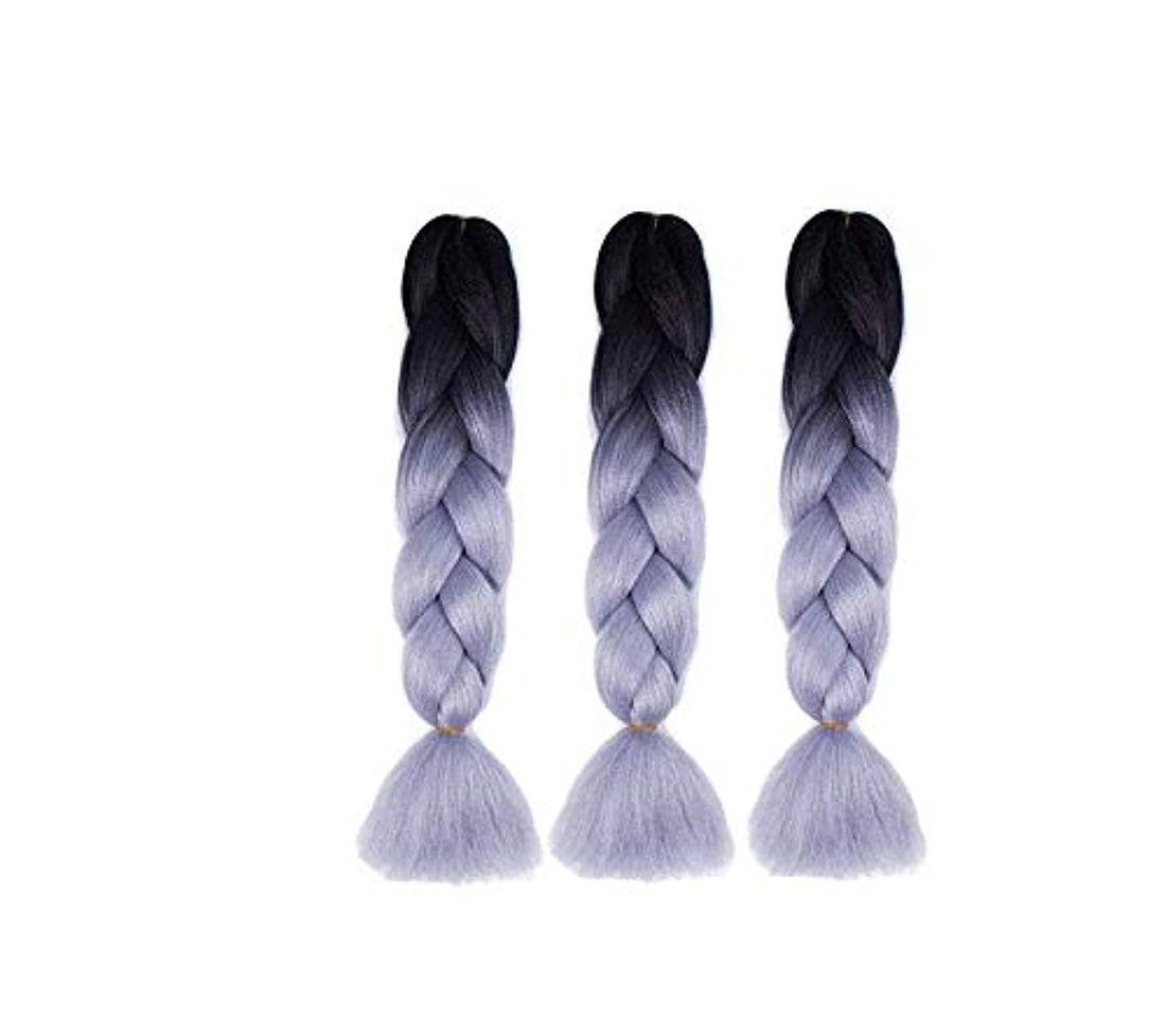 3 PCS Braiding Hair Fiber for Twist Jumbo Braid Hair Crochet Box Braids Black Grey African Braids Synthetic Hair Extensions