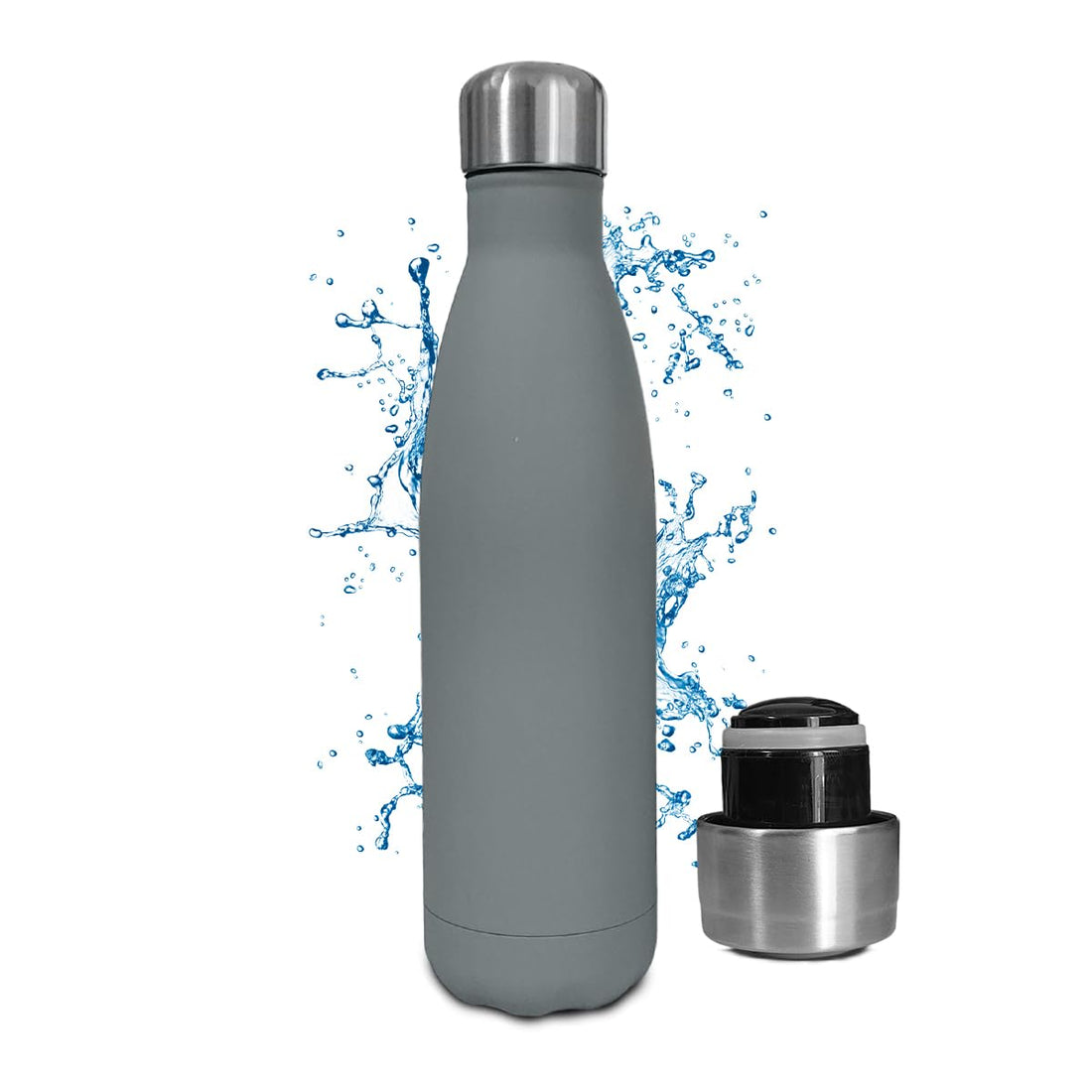 hanso Sport Bottle Stainless Steel Double Wall Insulated Vacuum Flask for Hot & Cold Drinks - Leak-proof Design, Eco-friendly Choice - Ideal for Gym, Hiking, and Everyday Use (Grey)