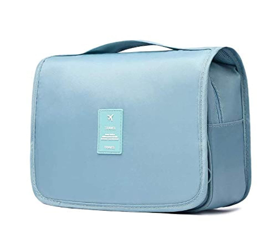 Toiletry Bag, Cosmetic Bag, Travel Makeup Case Essentials Storage Organizer for Women Men, with Hanging Hook, Blue