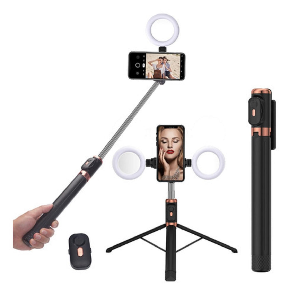 Selfie Stick Tripod Selfie Stick with Remote, Portable Phone Tripod Compatible with iPhone 15 Pro Max/15/14 Pro/14/13, Samsung S22/ S23 Ultra/Android Smartphone (jc-18h)