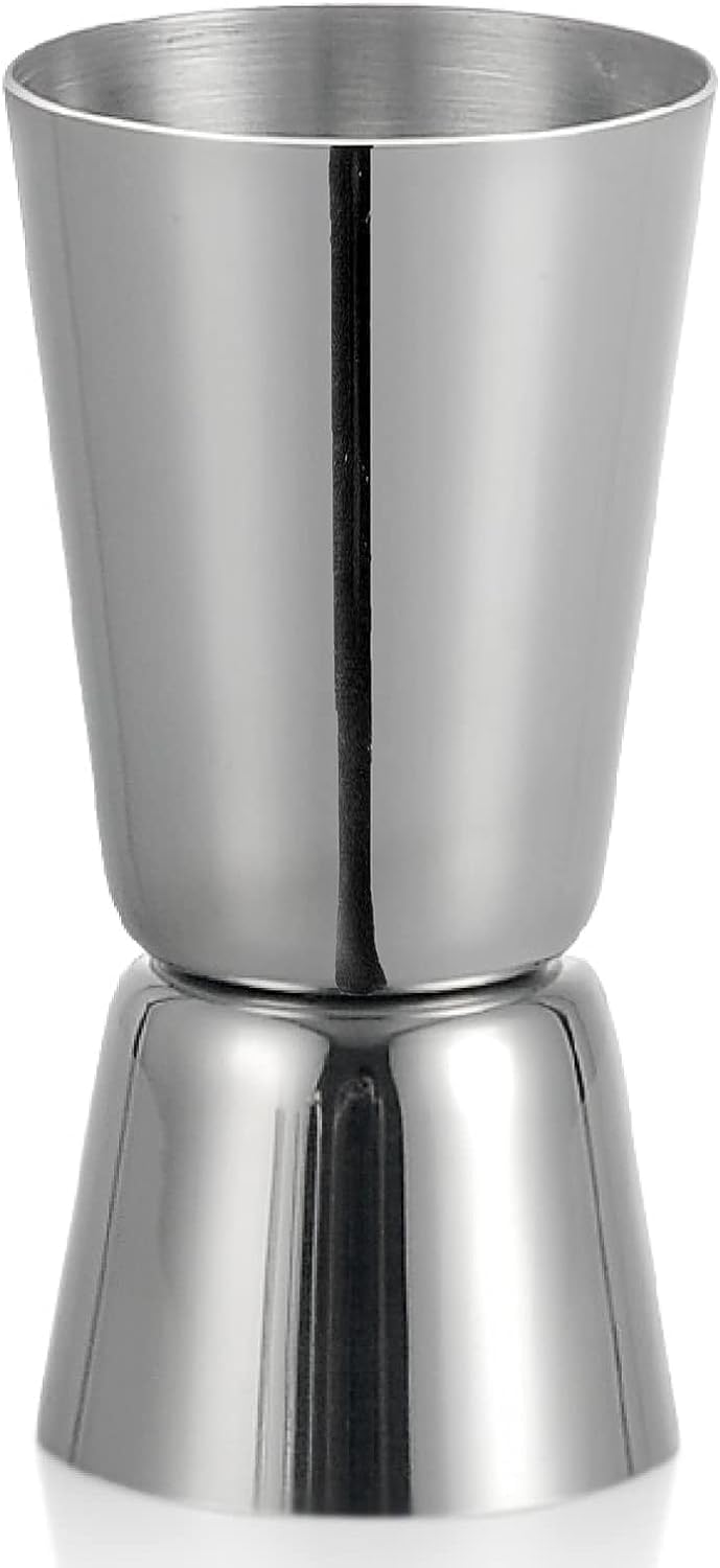 INFINITY-Plus Stainless Steel Cocktail Measuring Cups, Jaeger Measuring Cups Double Measurement for Bar, Party, Wine, Cocktail, Drinks, Cocktail Party (Silver, 25/50m)