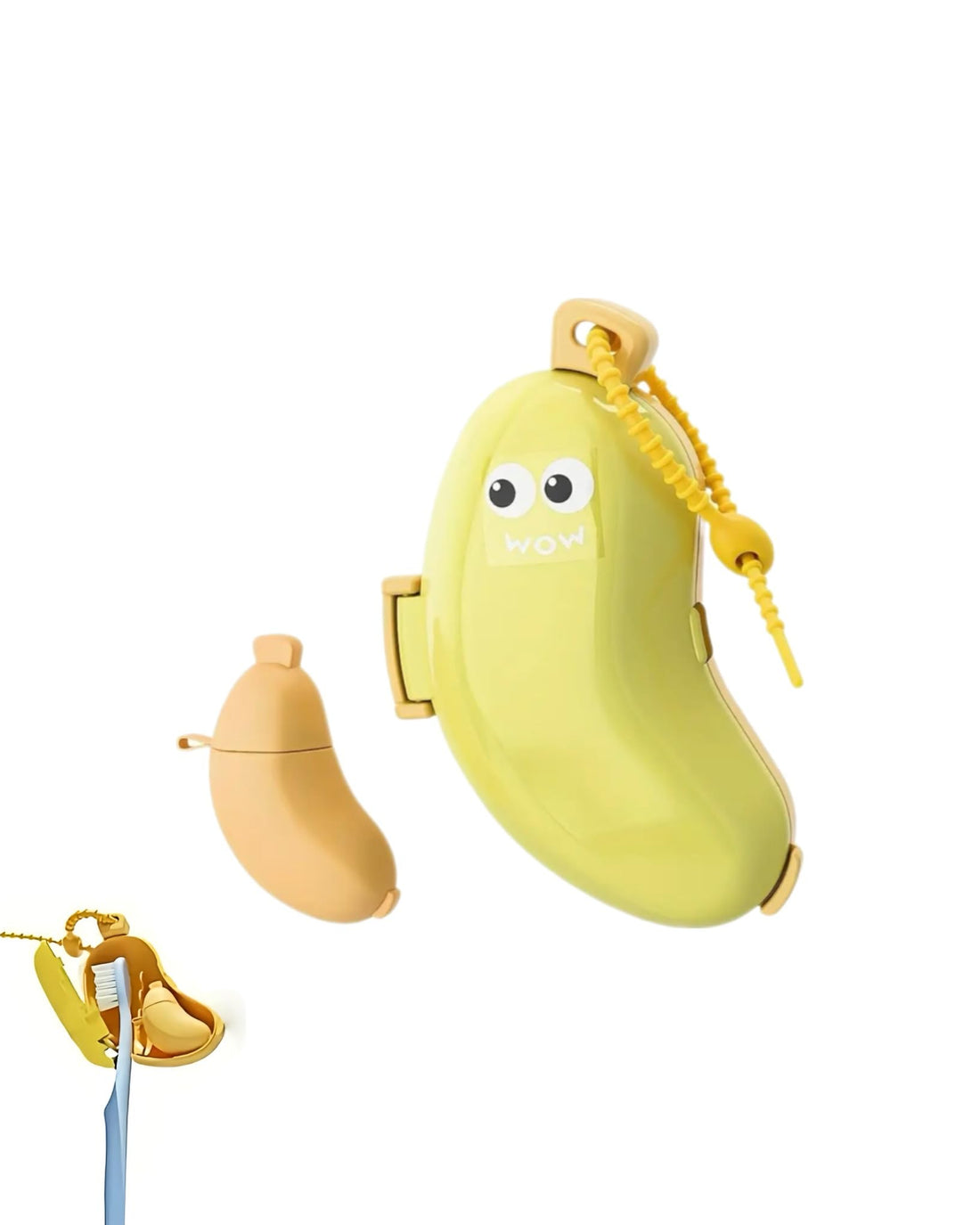 Creative Cute Banana-Shaped Toothbrush Holder - Portable Travel and Home Electric Toothbrush & Toothpaste Storage, Toothbrush Protector, Ergonomic Design, Yellow & Green, Odorless