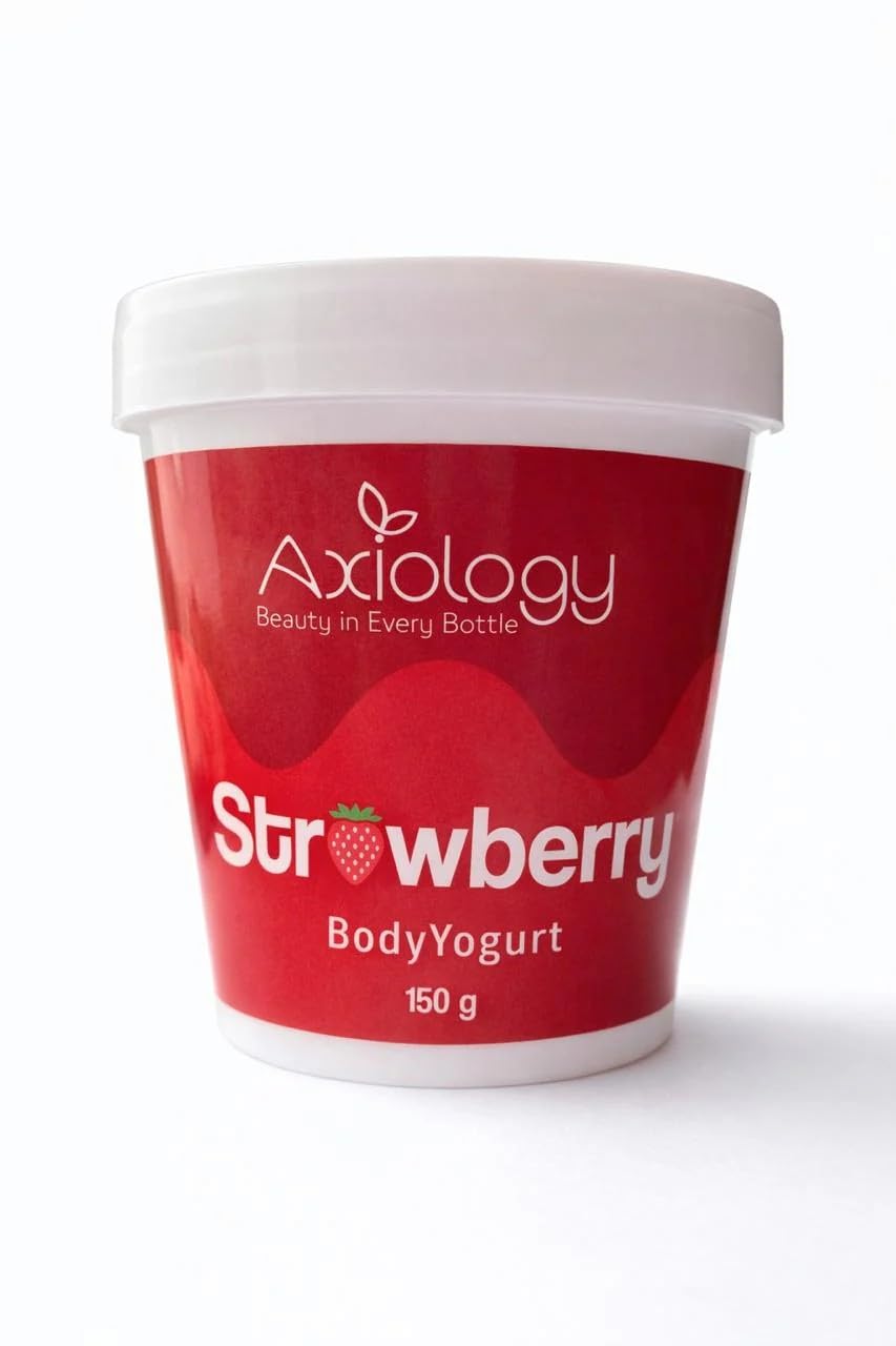 Axiology Strawberry Body Yogurt Cream – Lightweight Moisturizing Body Lotion with Strawberry Extract – Fast Absorbing, Hydrating Skincare – 150g