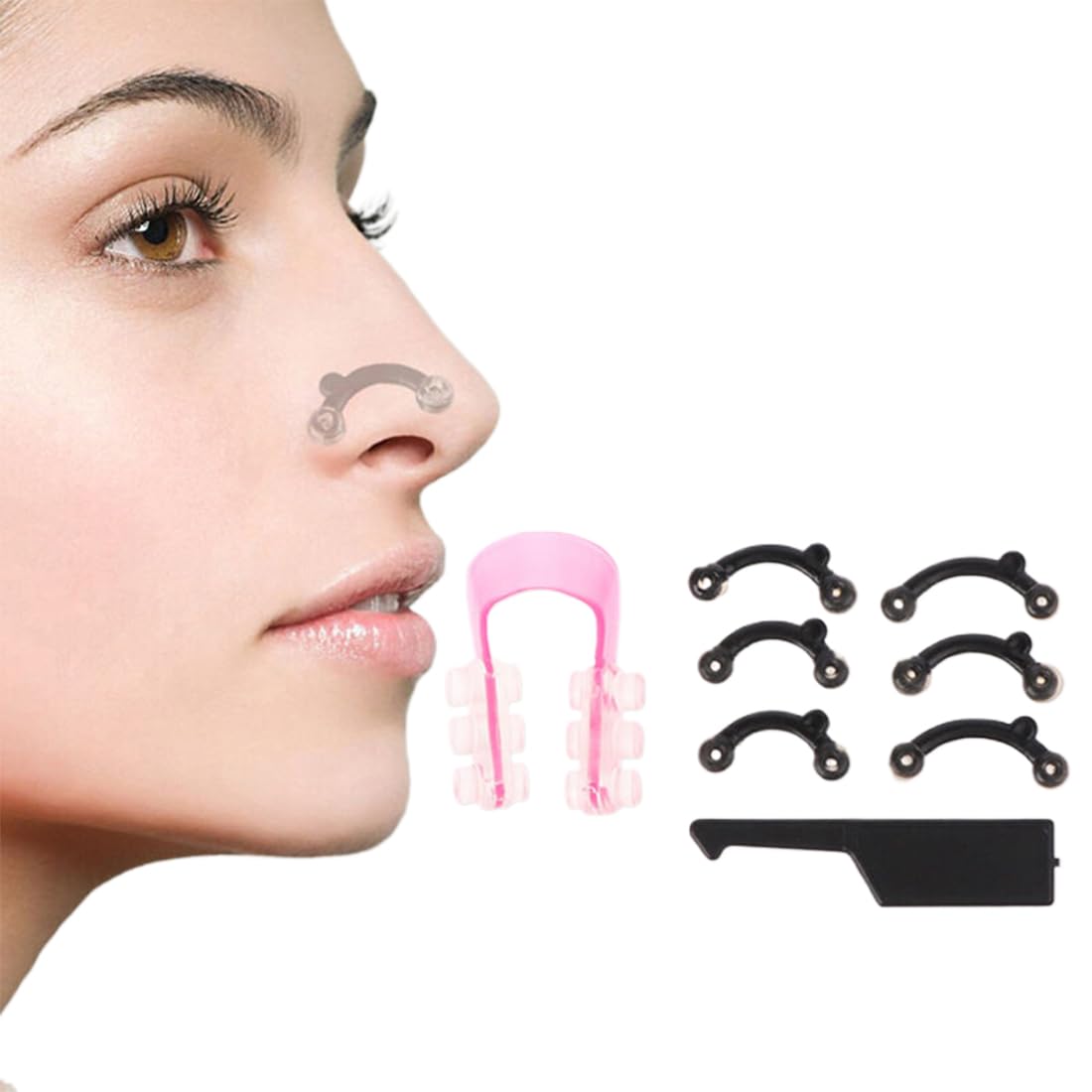 1 Set Invisible Nose Clip,Nose Lift Clips,Nose Corrector,Nose Bridge Silicone Tweezer,Rhinoplasty Silicone Tweezers,Invisible Nose Lifter