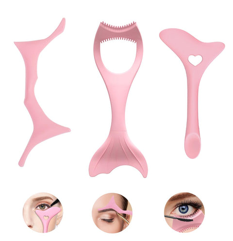 Eyeliner Stencils, 3PCS Silicone Eyeshadow Eyebrow Make-Up Tools Multifunction Mascara Shield Applicator Guard Pads for Beginners, Makeup Winged Aid Tool for Eyelash, Lip Line, Face Contour