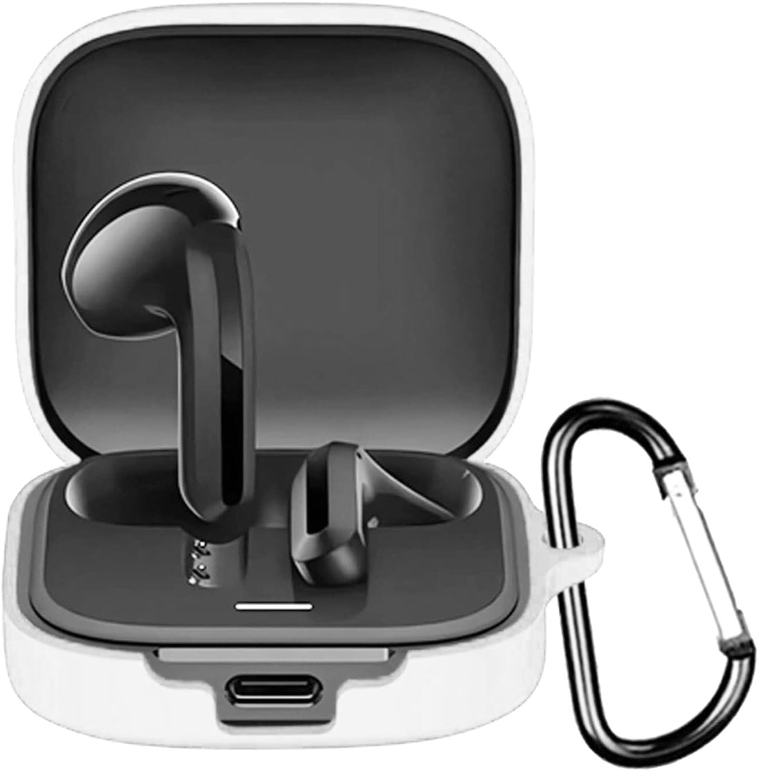 Next Store Silicone Case Compatible with Xiaomi Redmi Buds 6 Active Earbuds, Soft Silicone Shockproof Protective Cover with Carabiner (White)