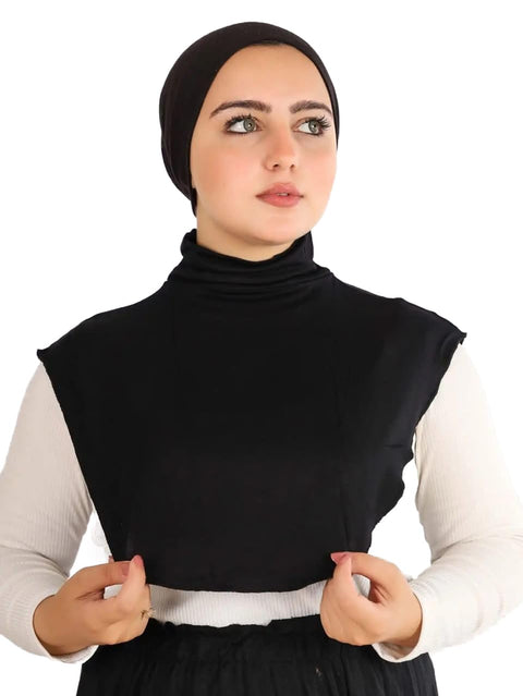 Black Cotton Hijab High Neck 1 Piece