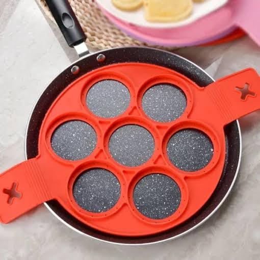 Downtown Reusable Silicone Pancake and Egg Mold, Easy-to-Flip Fried Egg Maker, Multi-Hole Silicone Ring for Cooking Perfectly Shaped Pancakes, Omelettes and Breakfast Items in Pans