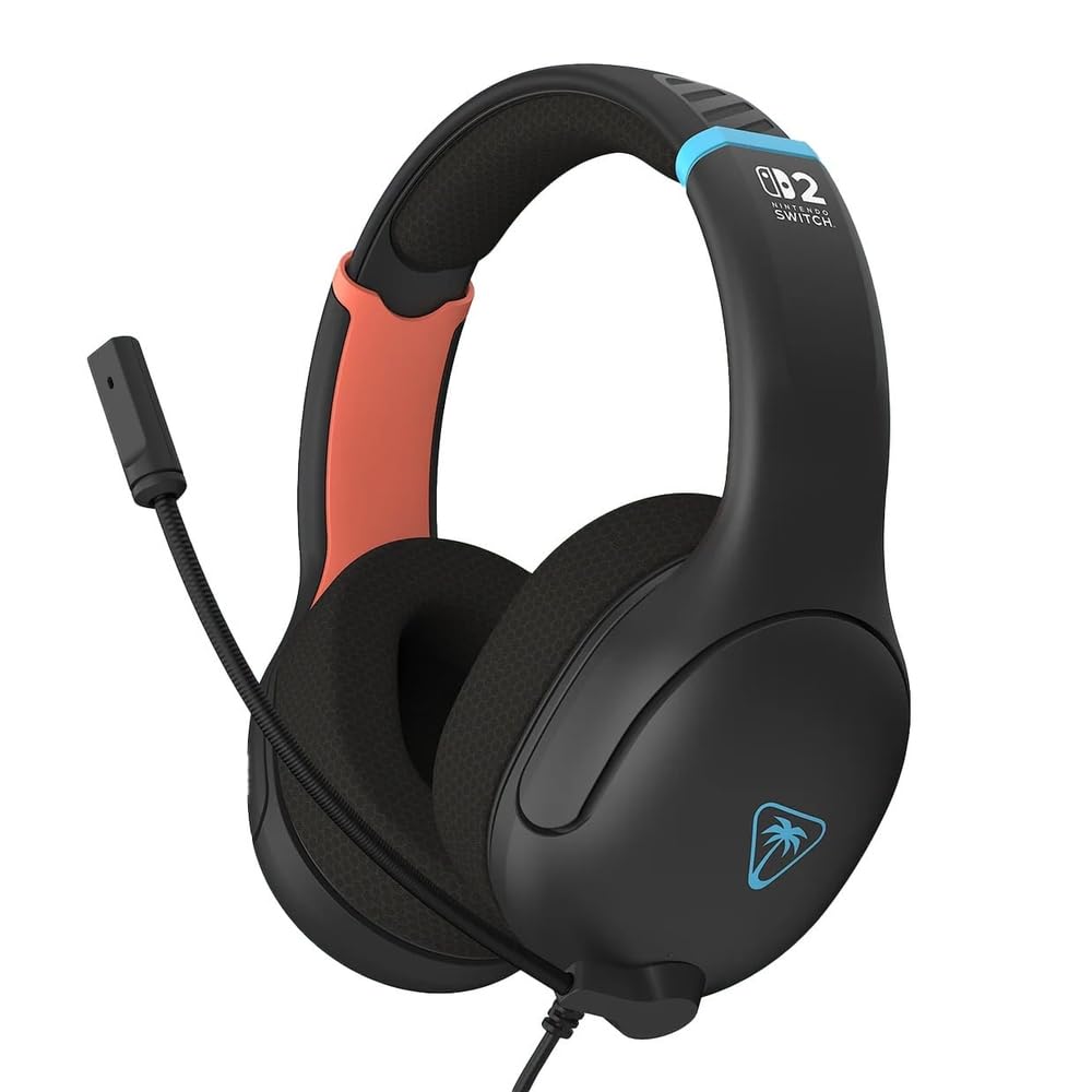 Turtle Beach Airlite Fit Wired Gaming Headset – Officially Licensed for Nintendo Switch 2, Nintendo Switch, Durable, Lightweight, Charcoal Blue/Red