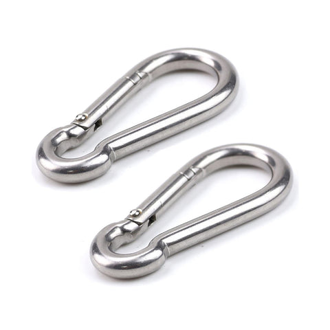 JAZZEEL 2 PCS M6 Heavy Duty Carabiners, 304 Stainless Steel Carabiner Clip Keychain for Outdoor Camping, Hiking, Hammock and Dog Leash, Durable Secure Snap Hook for Multi-purpose Use