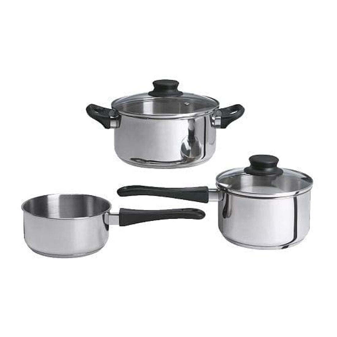 Ikea 3 X Stainless Steel Cookware Set (5-Piece - 3 Pots and 2 Lids)