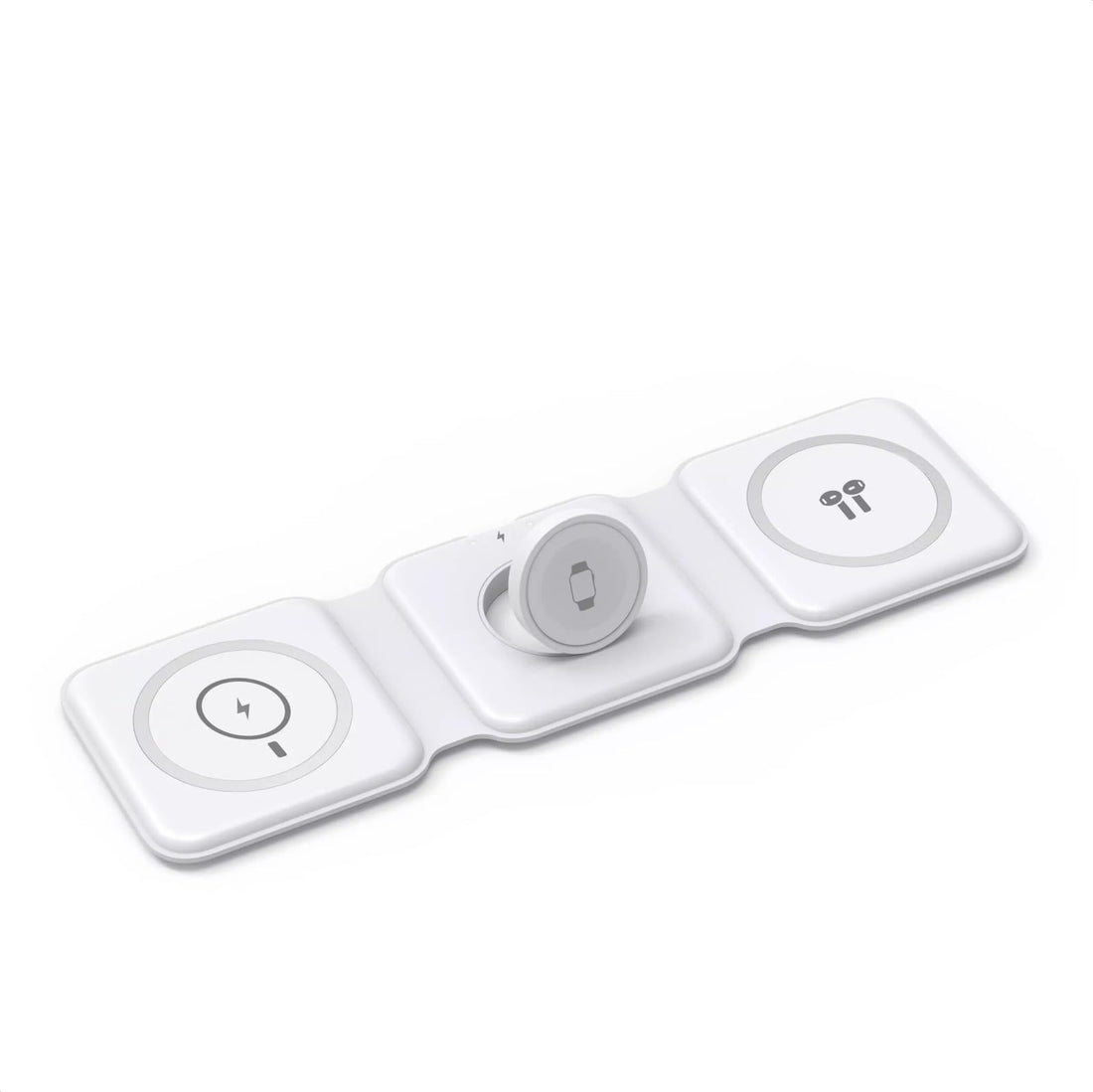 WIWU M6 Power Air 15W 3in1 Wireless Charger For (Iphone & Apple Watch & AirPods) Folding storage, Powerful magnets-White|18 Months Warranty