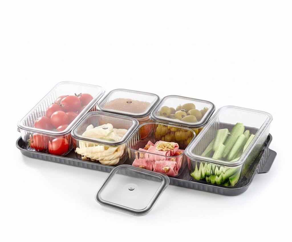 Breakfast Server Set 6 Canisters – Multi-Use Box Set to Serve Different Foods and Ingredients in an Orderly and Practical Way