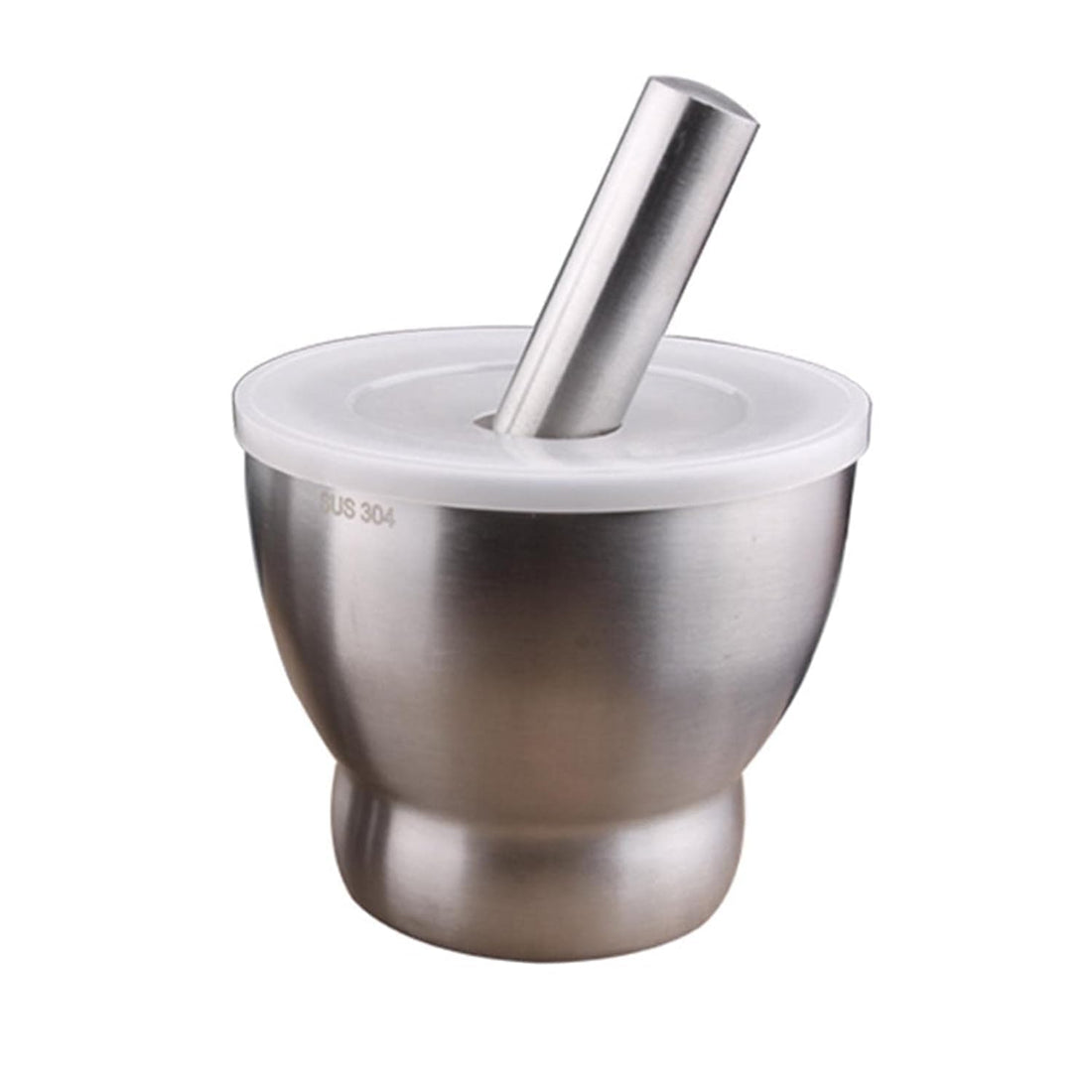 Heavy Duty Cast Stainless Steel Mortar with Lid and Stable Base for Everyday Kitchen Use to Grind Spices and Herbs Efficiently and Easily