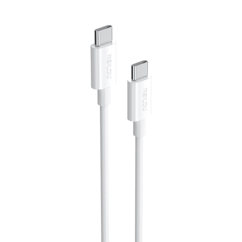 Rsilou R2022 USB-C to USB-C Cable, 60W, High Durability and Flexible, Fast charging and data cable, 2M, Copper Wires speed Rate 480Mbps, Tangle and Entanglement free, white | 12 month local warranty