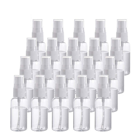OJYUDD 20 Pack Fine Mist Mini Clear 20ml/0.67oz Spray Bottles with Pump Spray Cap,Refillable and Reusable Empty Plastic Bottles for Travel, Cleaning, Essential Oils, Perfume