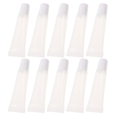 HEALLILY 10pcs Empty Tube of Lip Glaze Hose Lip Gloss Containers Empty Lip Gloss Sample Lip Gloss Tubes Clear Lip Balm Sticker Label Refillable Tube Plastic Eyelash Eyeliner White Travel