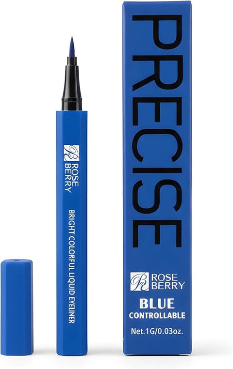 Rose Berry Precise Liquid Eyeliner, Blue, Fine Tip Applicator, Long-lasting, 1g