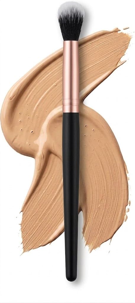 1Pc GOLDEN Black Professional Shader Eyeshadow Brush AND CONCELEAR - All Over Short Flat Shader Eye Makeup Brush with Dense Rounded Natural Hair Bristles to Pack Eye Shadow Powder