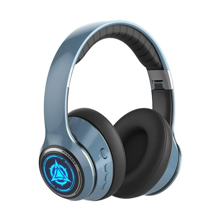 Wireless Bluetooth Headphone - with RGB lighting LED - Over Ear Stereo Music Headset with Memory Card Support, Gaming Headphones -with Built-in Microphone SD-1015 - هيدفون - هدفون (Navy_Blue)