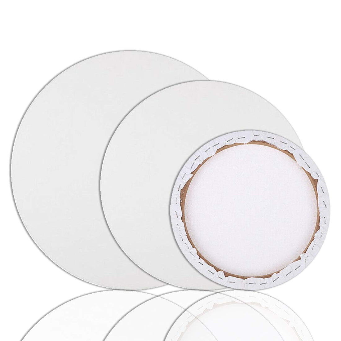 3 Pack Round Canvas, Primed Canvas Boards Professional Stretched Circle Canvas Boards Cotton Blank Canvas for Painting Artist Canvas Oil Paint Acrylic Pouring (12”, 10”, 8”)