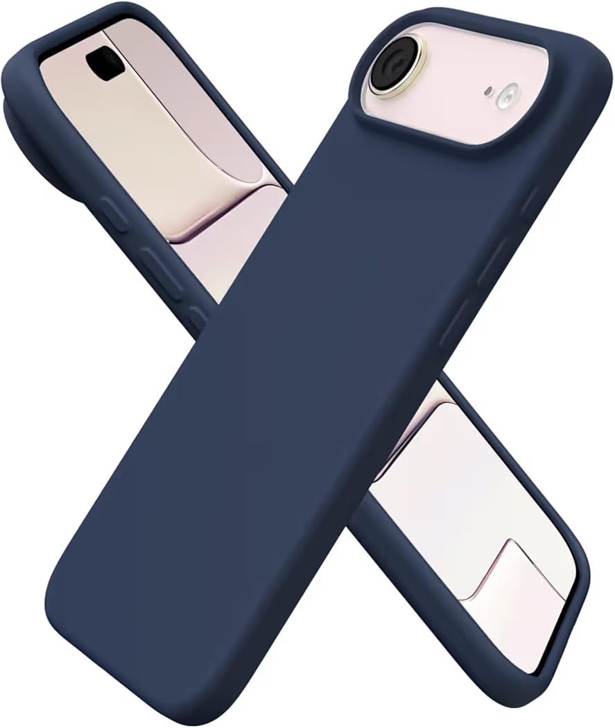 Fekra Designed for iPhone 17 Air Case, Liquid Silicone Protective Phone Case with Soft Anti-Scratch Microfiber Lining Utra Slim Drop Protection Phone Cover (Yellow, 17 Air) (Blue)