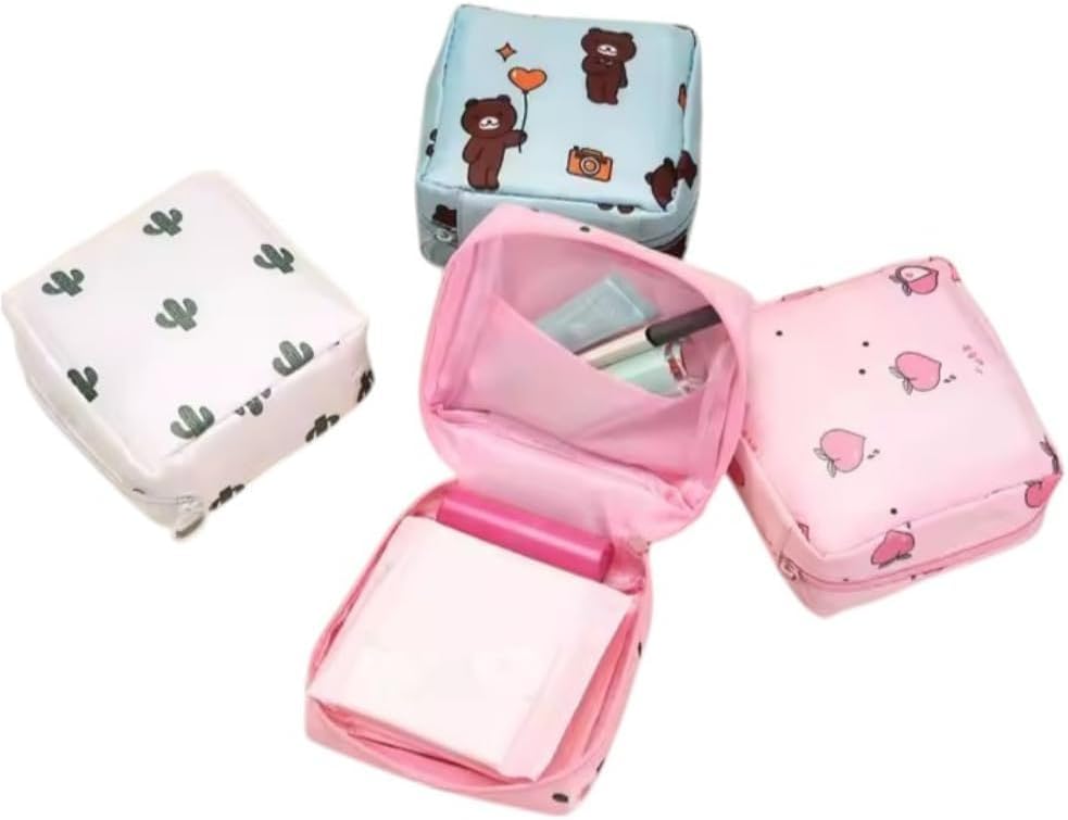 2 Pack Mini Organizer Bags – Waterproof Sanitary Pad Pouch & Cosmetic Case | Multipurpose Storage for Women | Compact Makeup Bag, Pencil Pouch, Travel Accessories