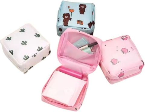 2 Pack Mini Organizer Bags – Waterproof Sanitary Pad Pouch & Cosmetic Case | Multipurpose Storage for Women | Compact Makeup Bag, Pencil Pouch, Travel Accessories