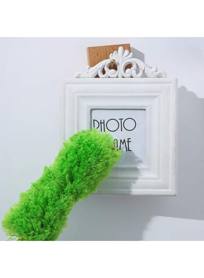 Microfiber cleaning brush, dust remover, household tool, cleaner for furniture, fans, windows, curtains, shelves and ceilings, cobweb cleaner, lightweight and washable, household accessory (green)