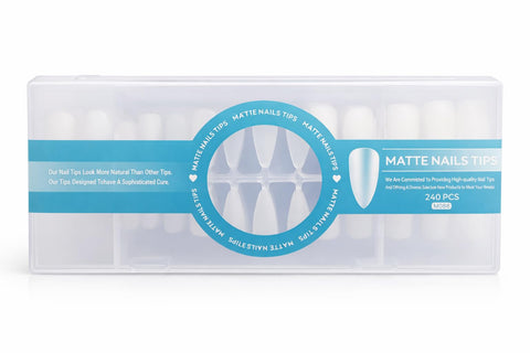 Soft Gel Nail Tips Full Cover, 240 Pcs Matte Pre-Etched Nail Tips, Frosted Inside and Outside for Better Adhesion, Lightweight False Nails for Home and Salon Use (Almond Shape, Clear)