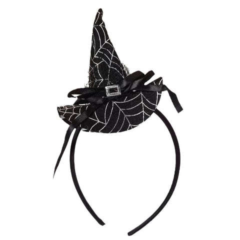 Wonka Totelux Halloween Witch Hat Headband Cute Spider web Hair Hoop for Women Girls Cosplay Makeup Costume Decoration Party Supplies Halloween Hair Accessories (Glitter Silver)