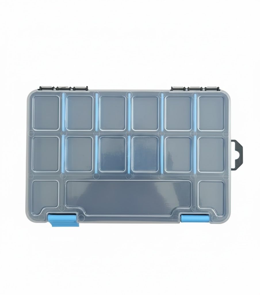 15 parts plastic component box, Compartment Storage Box, Plastic 15 large Grids Clear Organizer Box with Dividers, Tool Box Organizer Carrying handle