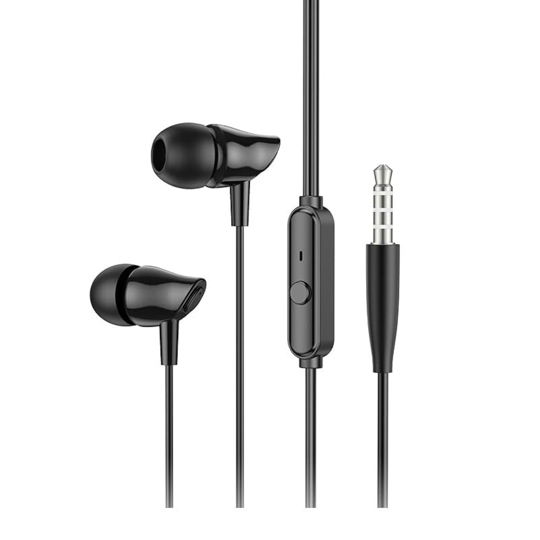 G-Power GP003 Joint Wired Control Earphones with Mic, Black Headphones Headset Wired