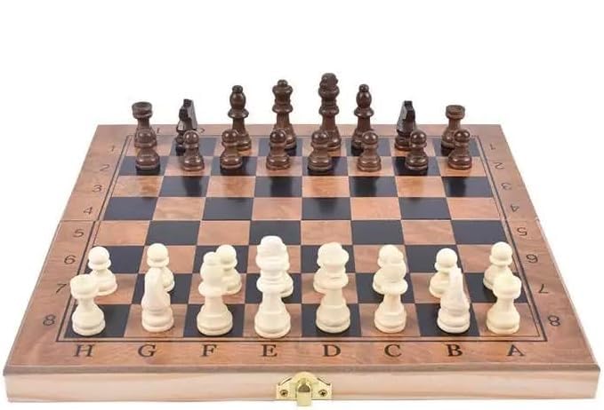 Next Store 3 in 1 Wooden Chess and Checkers - Multifunctional Game Board - Durable and Stylish for Entertainment and Education for All Ages