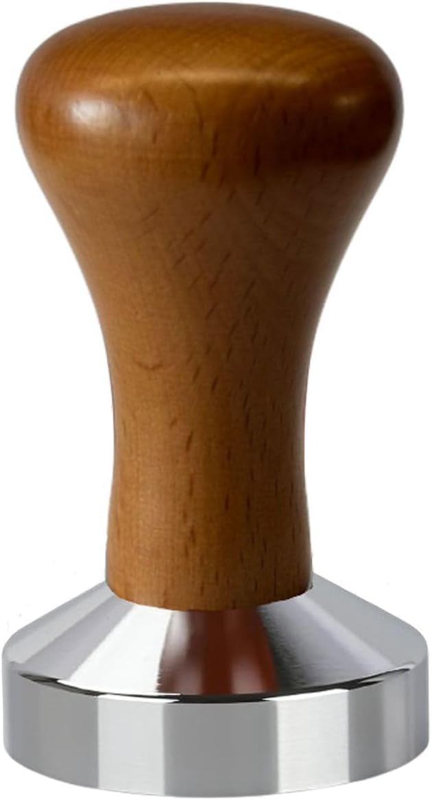 Espresso Tamper Stainless Steel Solid Wood Coffee Powder Press Machine Coffee Press Tool(Brown,51mm)