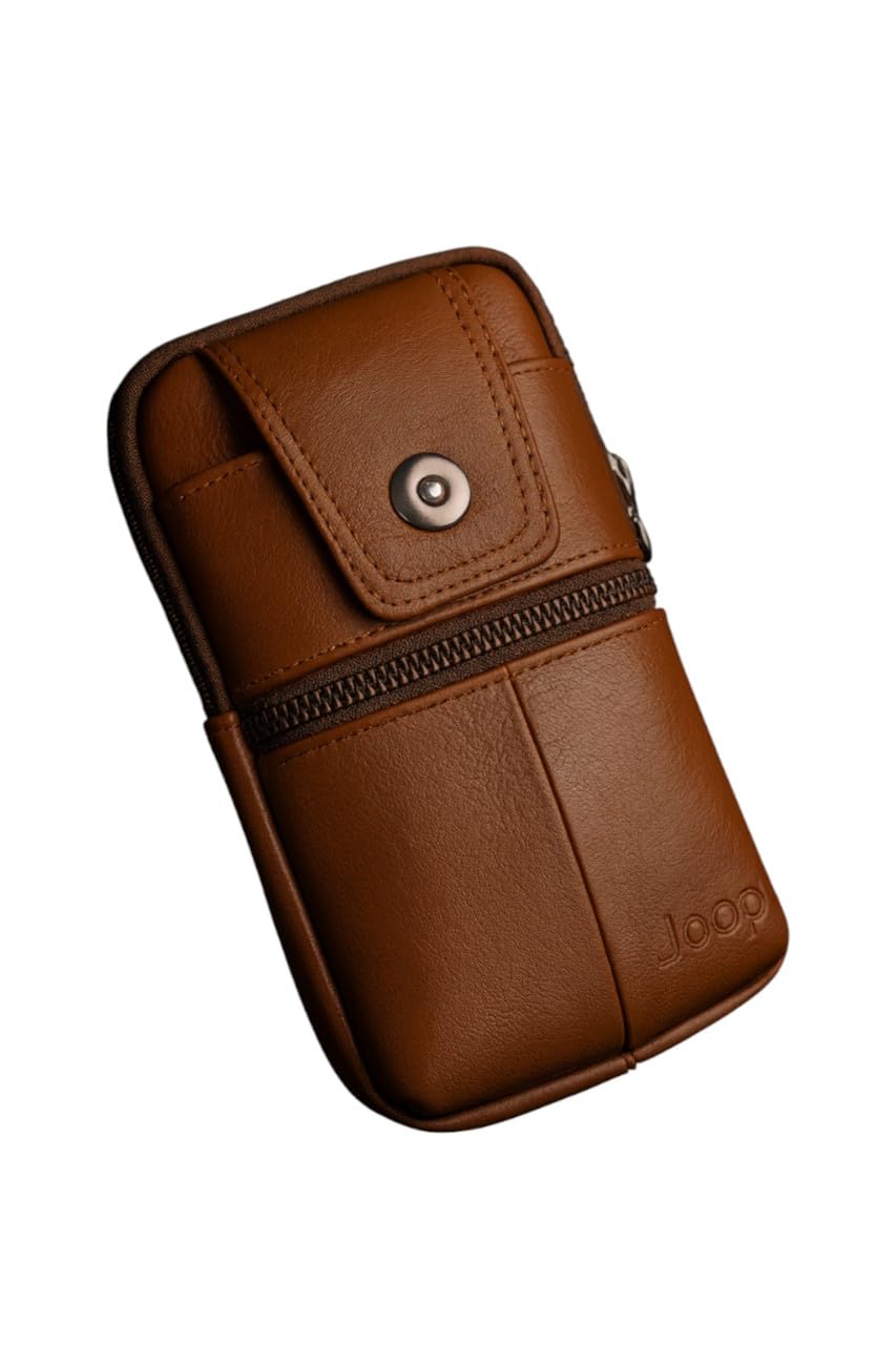 Joop Leather Small Hand Bag – Premium Wallet Style Purse for Men & Women – Compact Clutch with Zip Pocket & Snap Button Closure – Elegant Daily Use Handbag