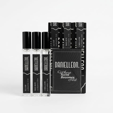 Daniel Leon Men's Perfume Set 3 x 10ml - 212 VIP, 1 Million & Bad Boy Inspired Fragrance Collection - Long Lasting Eau de Parfum - Mini Travel Size Gift Set for Men