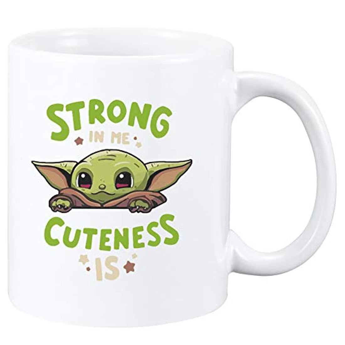 Baby Yoda Mug Strong In Me Cuteness Is Coffee Mug Plus Yoda Keychain for Christmas Gift Funny Yoda Mug for Movie Lover