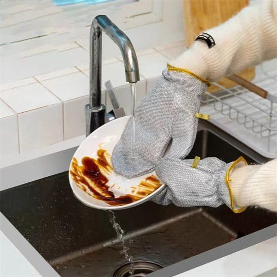 Stainless Steel Mesh Safety Gloves, Cut-Resistant Kitchen Cleaning Gloves, Reusable Dishwashing Protection