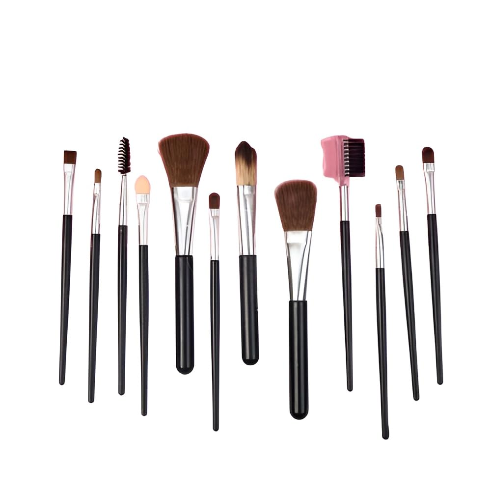 Professional Makeup Brush Set - 12 Piece Full Face and Eye Beauty Tool Set - Soft Blending Foundation Powder Eyeshadow Brushes