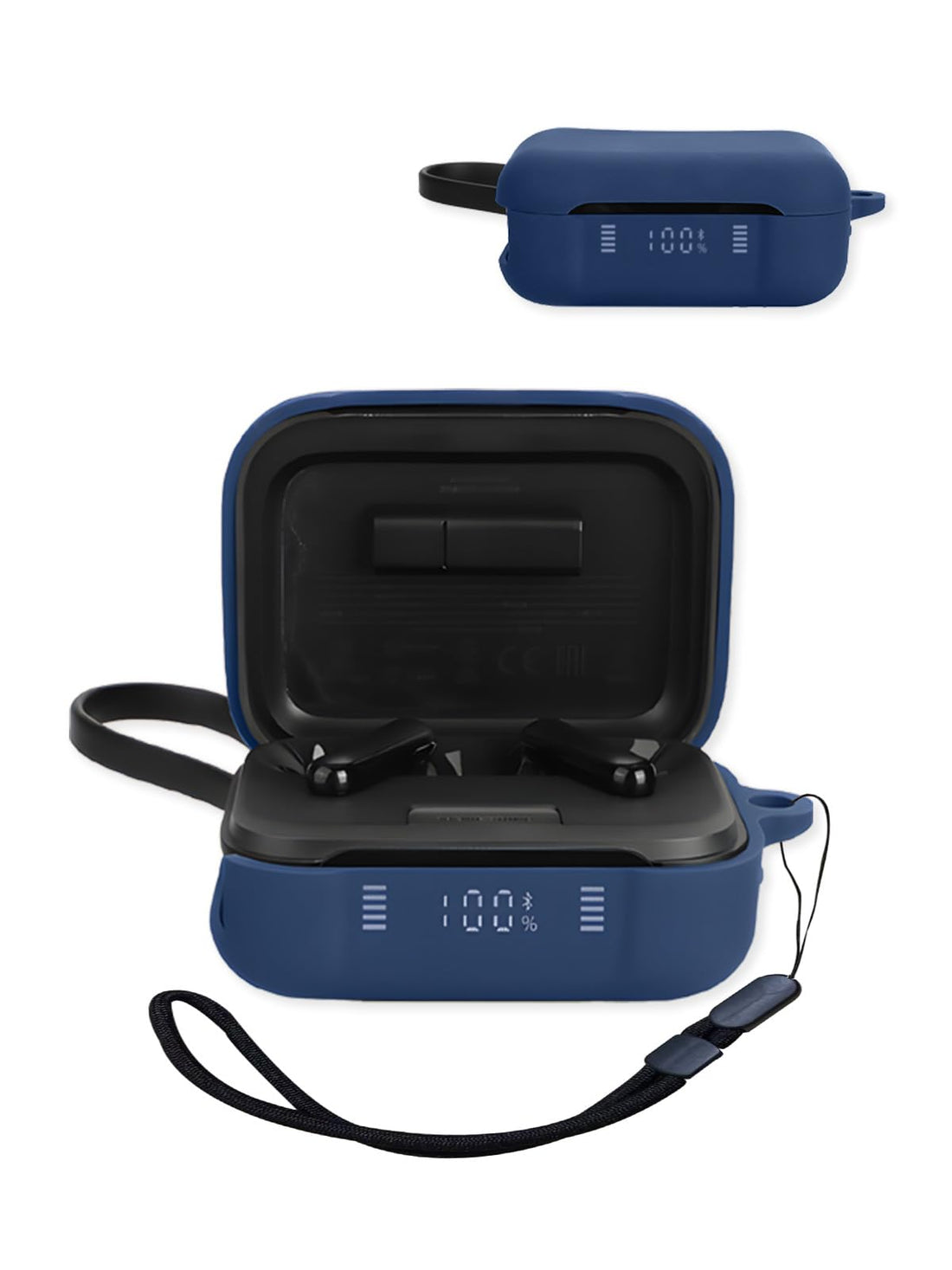 Case for soundcore P41i Active Noise Cancelling Earbuds,Premium Silicone Shockproof Protection Skin Touch Charging Port Accessible, Front LED Visible with Lanyard,Blue.