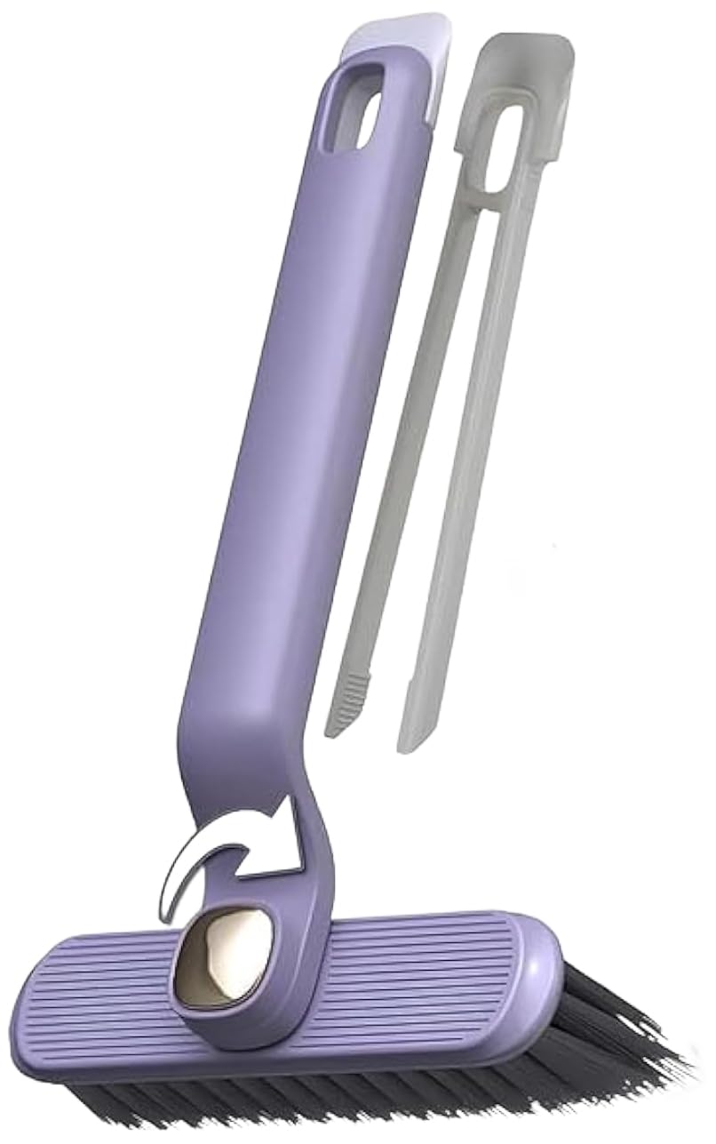 360-Degree Rotating Crevice Cleaning Brush, Hard Bristle Gap Brush for Bathroom Kitchen Tile Floors, Purple (Multicolor)