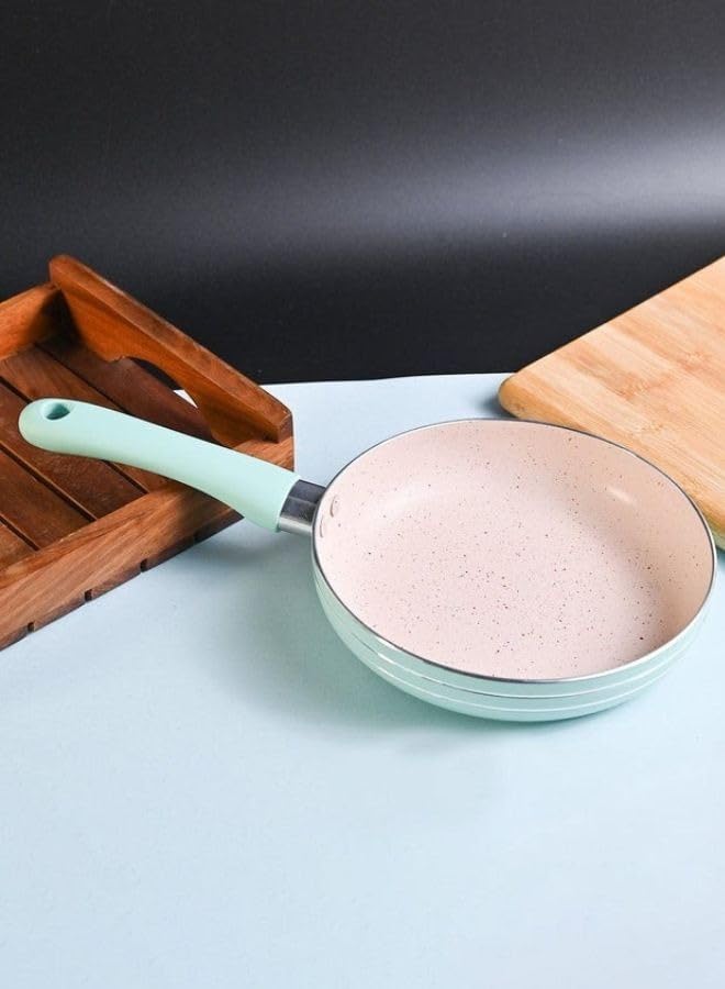 Granite Small Frying Pan, Non-Stick Cooking Pan for Cooking Steaks, Fried Eggs, Beef, Pancakes Happy Home (green, 14cm)