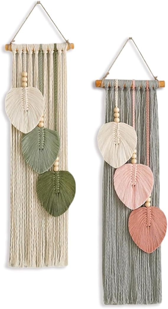 Portal Wondramble Pack of 2 Macrame Tapestries, Wall Hanging, Boho Handmade Woven Lace Hangings, Wall Decoration, Craft Background