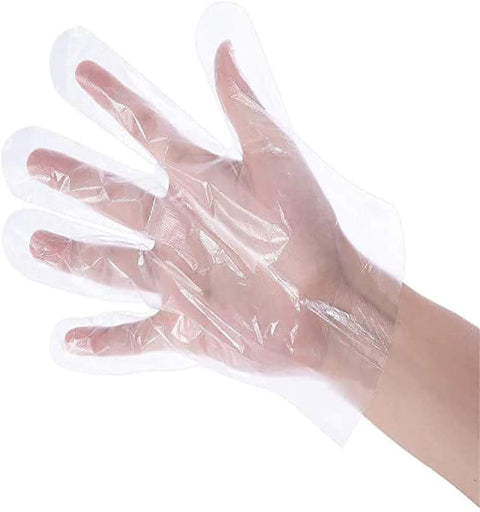 Disposable Clear Plastic Gloves in Food Prep Safe Grade, Household, Polyethylene?PE? Gloves for Food Handling, BBQ,Cooking, Hair Coloring, Cleaning, Free Size Fits Most Hand (100pcs) (100)