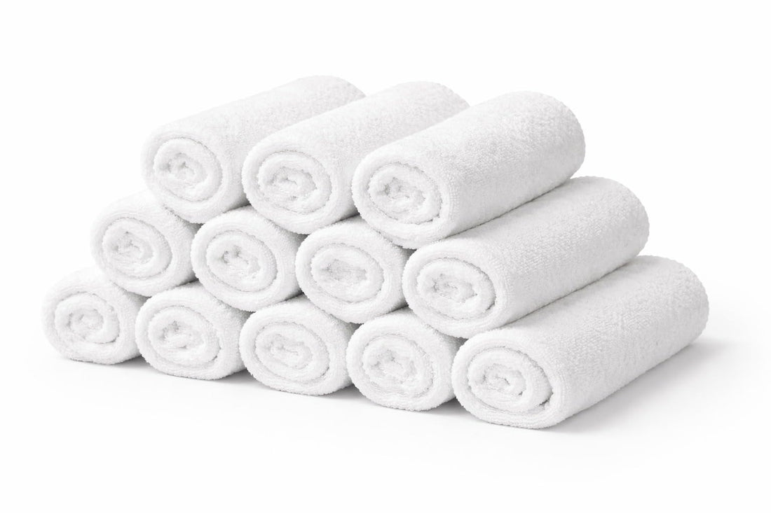 MoonTex Pack of 12 White Towels 30x30cm Natural Cotton