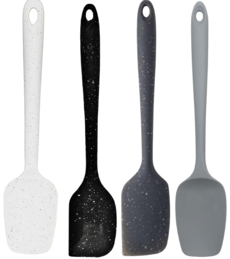 Silicone Spatula, Heat Resistant, Seamless Rubber Spatulas with Stainless Steel Core Kitchen Utensils Non-Stick for Cooking, Baking and Mixing, Set of 3