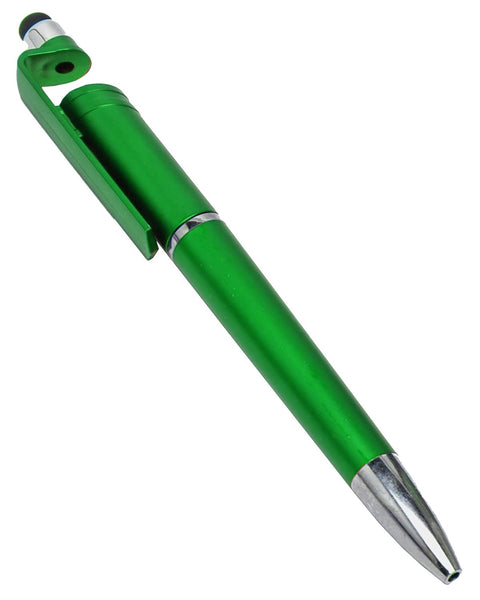 Pen Touch 3 in 1 Ballpoint Function Stylus Pen Touch with Mobile Stand Holder, Writing Pen,Screen Wipe for All Phones and Tablets - (Green)